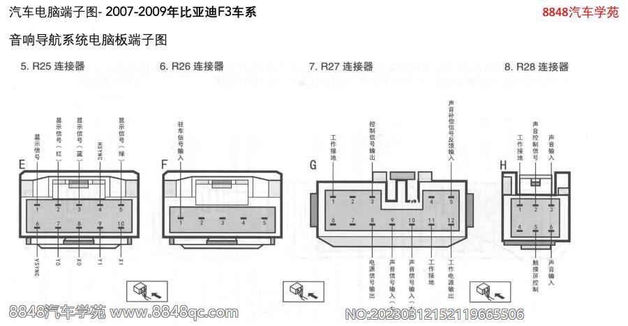 2007-2009年比亚迪F3车系-音响导航系统电脑板端子图（2）